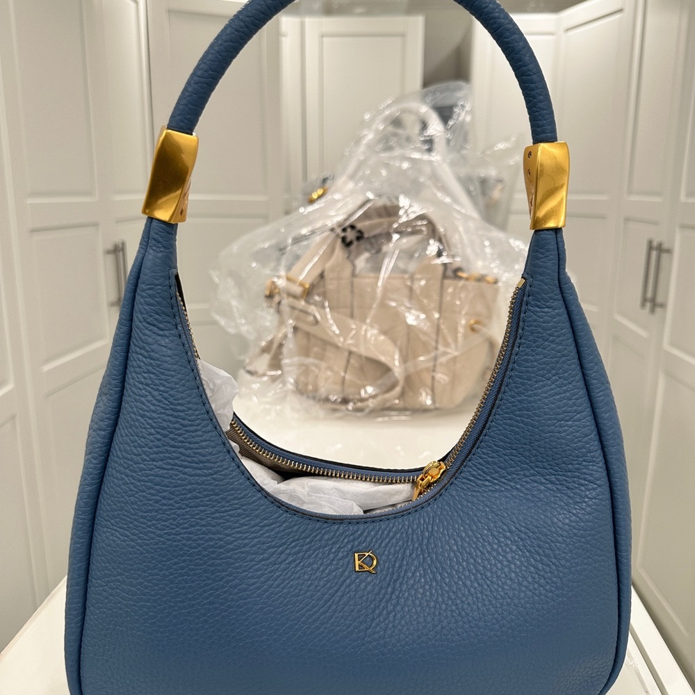 Donna Karan Quogue Blue Leather Hobo Bag - Picture 2 of 3